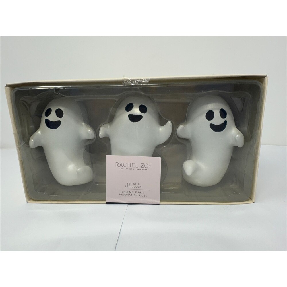 NIB NEW SEALED RACHEL ZOE HALLOWEEN DECOR SET OF 3 LED LIGHTED GHOSTS